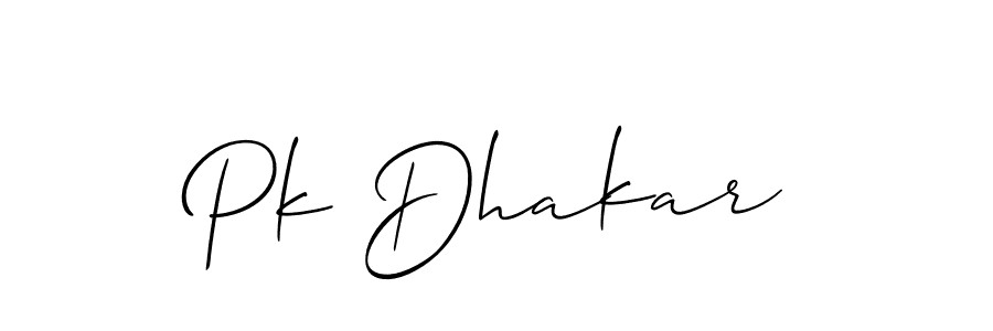 Use a signature maker to create a handwritten signature online. With this signature software, you can design (Allison_Script) your own signature for name Pk Dhakar. Pk Dhakar signature style 2 images and pictures png