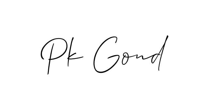 Make a beautiful signature design for name Pk Gond. With this signature (Allison_Script) style, you can create a handwritten signature for free. Pk Gond signature style 2 images and pictures png