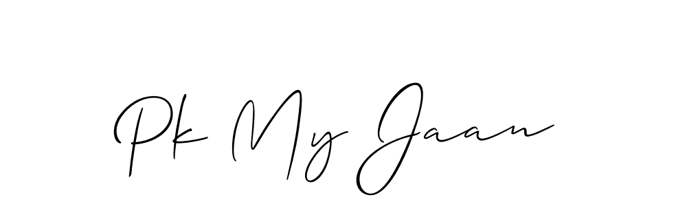 You should practise on your own different ways (Allison_Script) to write your name (Pk My Jaan) in signature. don't let someone else do it for you. Pk My Jaan signature style 2 images and pictures png