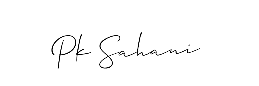 Use a signature maker to create a handwritten signature online. With this signature software, you can design (Allison_Script) your own signature for name Pk Sahani. Pk Sahani signature style 2 images and pictures png
