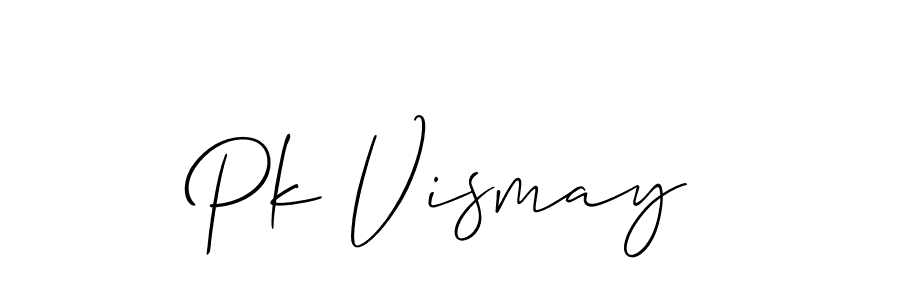 Make a beautiful signature design for name Pk Vismay. With this signature (Allison_Script) style, you can create a handwritten signature for free. Pk Vismay signature style 2 images and pictures png