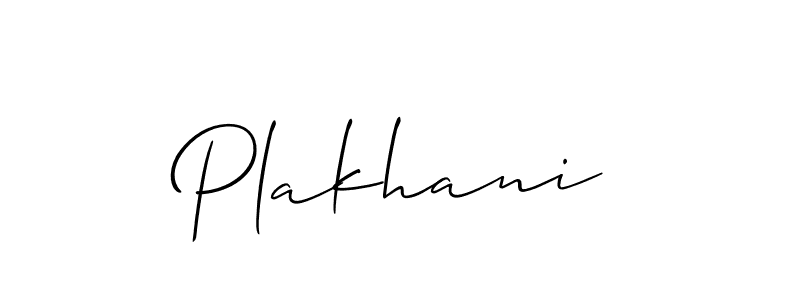 Make a beautiful signature design for name Plakhani. With this signature (Allison_Script) style, you can create a handwritten signature for free. Plakhani signature style 2 images and pictures png