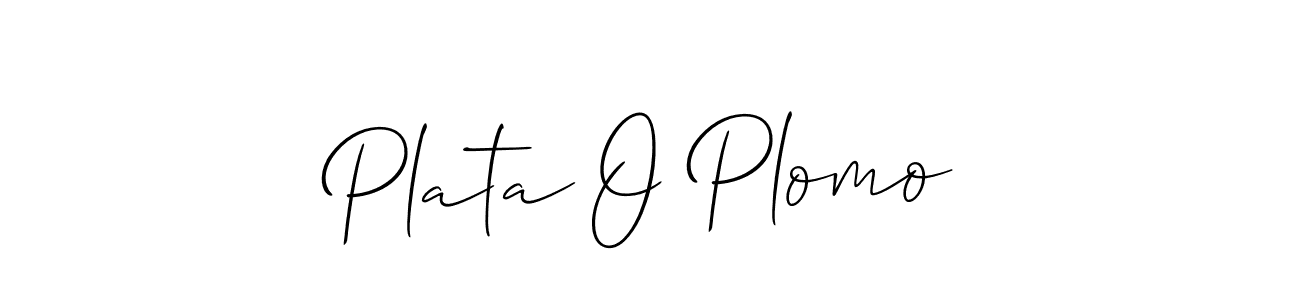 How to make Plata O Plomo name signature. Use Allison_Script style for creating short signs online. This is the latest handwritten sign. Plata O Plomo signature style 2 images and pictures png