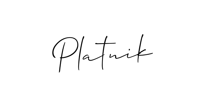 The best way (Allison_Script) to make a short signature is to pick only two or three words in your name. The name Platnik include a total of six letters. For converting this name. Platnik signature style 2 images and pictures png