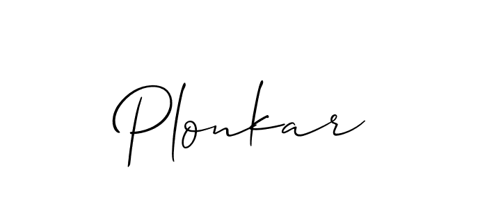 Allison_Script is a professional signature style that is perfect for those who want to add a touch of class to their signature. It is also a great choice for those who want to make their signature more unique. Get Plonkar name to fancy signature for free. Plonkar signature style 2 images and pictures png