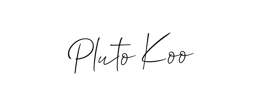 Similarly Allison_Script is the best handwritten signature design. Signature creator online .You can use it as an online autograph creator for name Pluto Koo. Pluto Koo signature style 2 images and pictures png