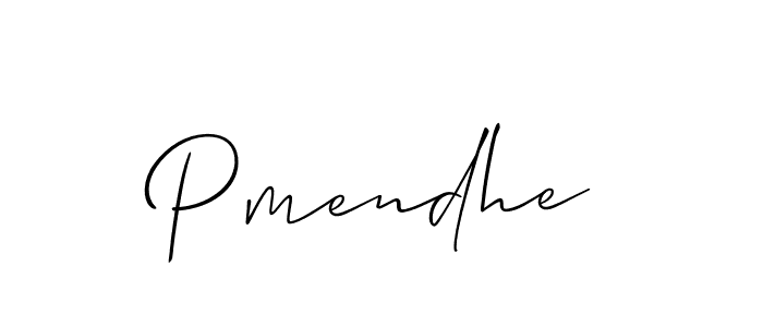 Similarly Allison_Script is the best handwritten signature design. Signature creator online .You can use it as an online autograph creator for name Pmendhe. Pmendhe signature style 2 images and pictures png