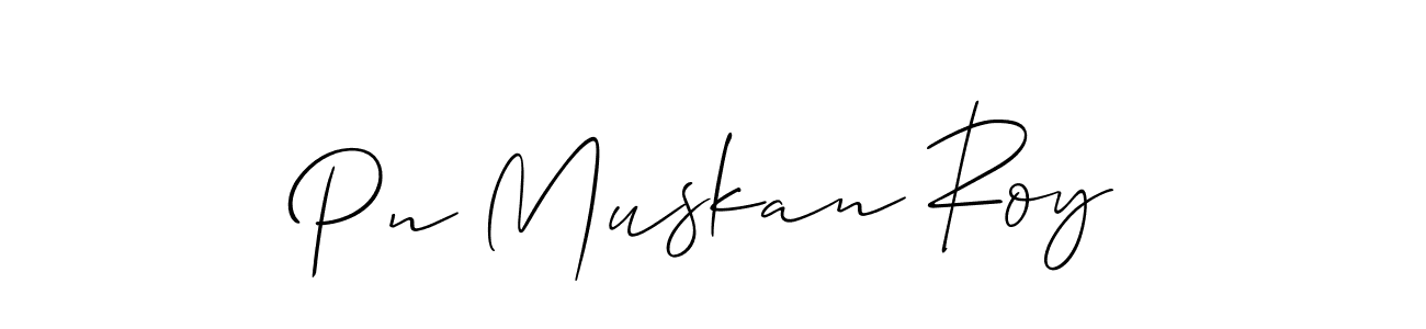 Allison_Script is a professional signature style that is perfect for those who want to add a touch of class to their signature. It is also a great choice for those who want to make their signature more unique. Get Pn Muskan Roy name to fancy signature for free. Pn Muskan Roy signature style 2 images and pictures png