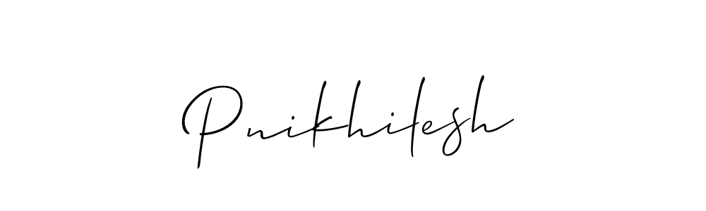 How to make Pnikhilesh name signature. Use Allison_Script style for creating short signs online. This is the latest handwritten sign. Pnikhilesh signature style 2 images and pictures png