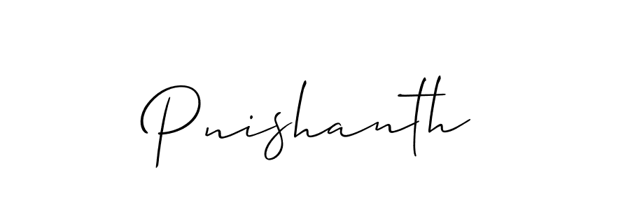 The best way (Allison_Script) to make a short signature is to pick only two or three words in your name. The name Pnishanth include a total of six letters. For converting this name. Pnishanth signature style 2 images and pictures png