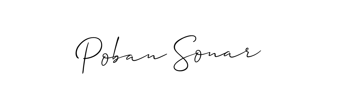 It looks lik you need a new signature style for name Poban Sonar. Design unique handwritten (Allison_Script) signature with our free signature maker in just a few clicks. Poban Sonar signature style 2 images and pictures png