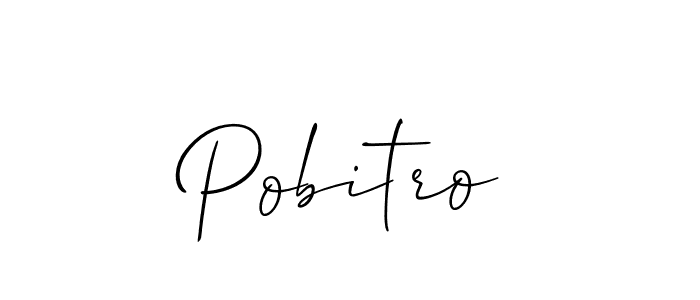 The best way (Allison_Script) to make a short signature is to pick only two or three words in your name. The name Pobitro include a total of six letters. For converting this name. Pobitro signature style 2 images and pictures png