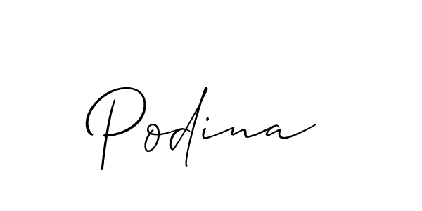 Create a beautiful signature design for name Podina. With this signature (Allison_Script) fonts, you can make a handwritten signature for free. Podina signature style 2 images and pictures png