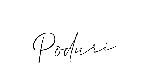 Poduri stylish signature style. Best Handwritten Sign (Allison_Script) for my name. Handwritten Signature Collection Ideas for my name Poduri. Poduri signature style 2 images and pictures png