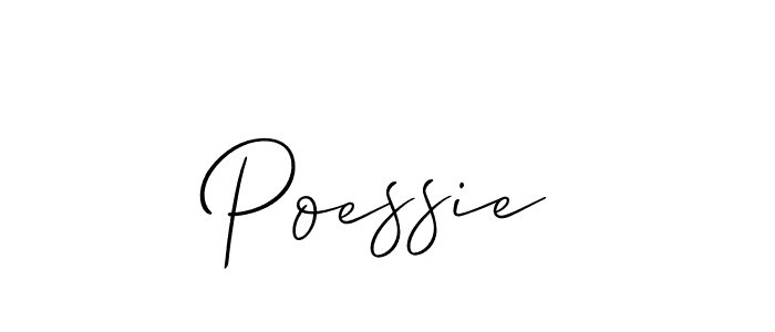 Use a signature maker to create a handwritten signature online. With this signature software, you can design (Allison_Script) your own signature for name Poessie. Poessie signature style 2 images and pictures png