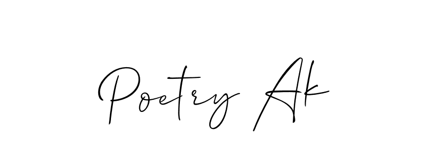 Similarly Allison_Script is the best handwritten signature design. Signature creator online .You can use it as an online autograph creator for name Poetry Ak. Poetry Ak signature style 2 images and pictures png