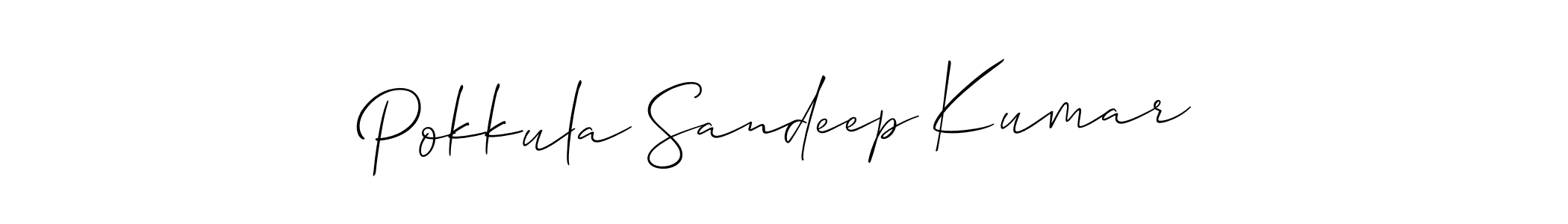 Use a signature maker to create a handwritten signature online. With this signature software, you can design (Allison_Script) your own signature for name Pokkula Sandeep Kumar. Pokkula Sandeep Kumar signature style 2 images and pictures png
