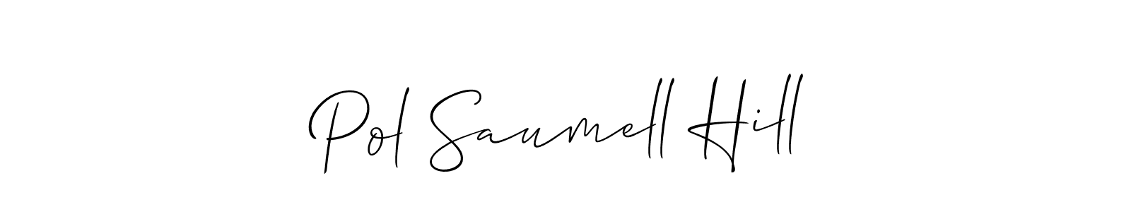 This is the best signature style for the Pol Saumell Hill name. Also you like these signature font (Allison_Script). Mix name signature. Pol Saumell Hill signature style 2 images and pictures png