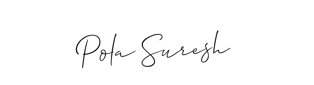 The best way (Allison_Script) to make a short signature is to pick only two or three words in your name. The name Pola Suresh include a total of six letters. For converting this name. Pola Suresh signature style 2 images and pictures png