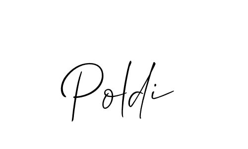 How to make Poldi name signature. Use Allison_Script style for creating short signs online. This is the latest handwritten sign. Poldi signature style 2 images and pictures png