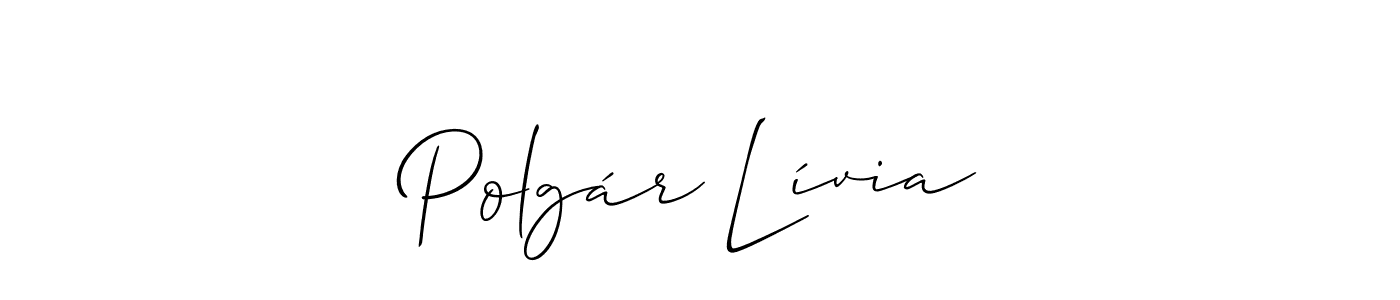 Similarly Allison_Script is the best handwritten signature design. Signature creator online .You can use it as an online autograph creator for name Polgár Lívia. Polgár Lívia signature style 2 images and pictures png