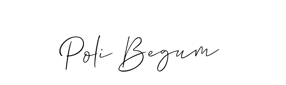 if you are searching for the best signature style for your name Poli Begum. so please give up your signature search. here we have designed multiple signature styles  using Allison_Script. Poli Begum signature style 2 images and pictures png