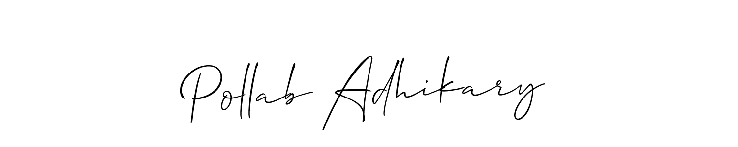 Allison_Script is a professional signature style that is perfect for those who want to add a touch of class to their signature. It is also a great choice for those who want to make their signature more unique. Get Pollab Adhikary name to fancy signature for free. Pollab Adhikary signature style 2 images and pictures png