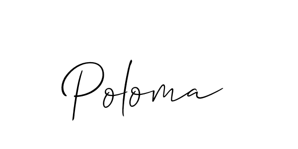 Use a signature maker to create a handwritten signature online. With this signature software, you can design (Allison_Script) your own signature for name Poloma. Poloma signature style 2 images and pictures png