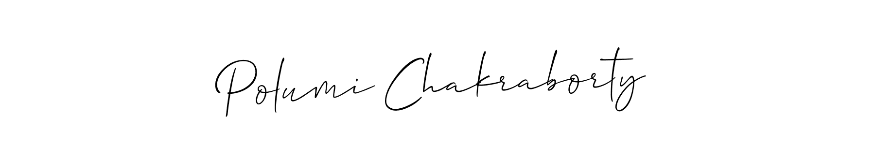 Use a signature maker to create a handwritten signature online. With this signature software, you can design (Allison_Script) your own signature for name Polumi Chakraborty. Polumi Chakraborty signature style 2 images and pictures png