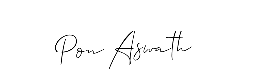 The best way (Allison_Script) to make a short signature is to pick only two or three words in your name. The name Pon Aswath include a total of six letters. For converting this name. Pon Aswath signature style 2 images and pictures png