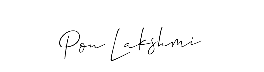 Use a signature maker to create a handwritten signature online. With this signature software, you can design (Allison_Script) your own signature for name Pon Lakshmi. Pon Lakshmi signature style 2 images and pictures png