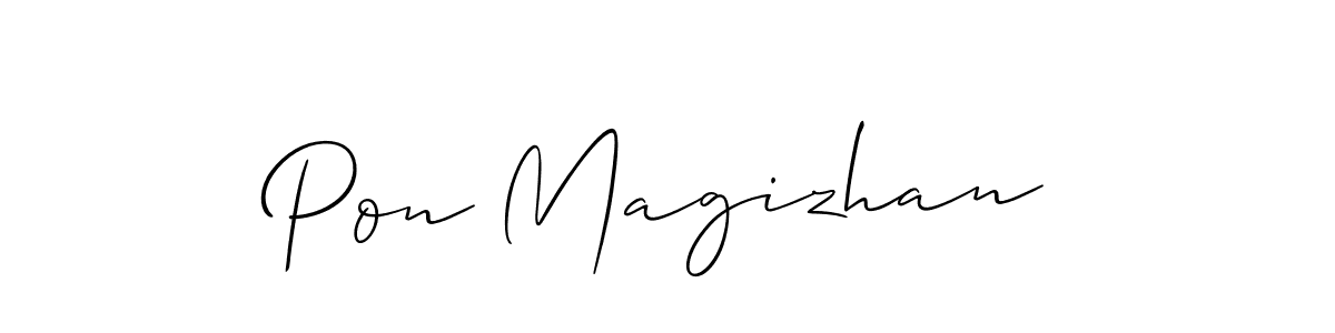 How to make Pon Magizhan name signature. Use Allison_Script style for creating short signs online. This is the latest handwritten sign. Pon Magizhan signature style 2 images and pictures png