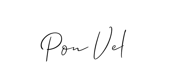 It looks lik you need a new signature style for name Pon Vel. Design unique handwritten (Allison_Script) signature with our free signature maker in just a few clicks. Pon Vel signature style 2 images and pictures png