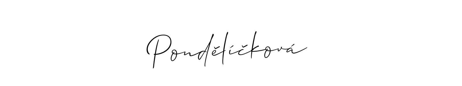 Pondělíčková stylish signature style. Best Handwritten Sign (Allison_Script) for my name. Handwritten Signature Collection Ideas for my name Pondělíčková. Pondělíčková signature style 2 images and pictures png