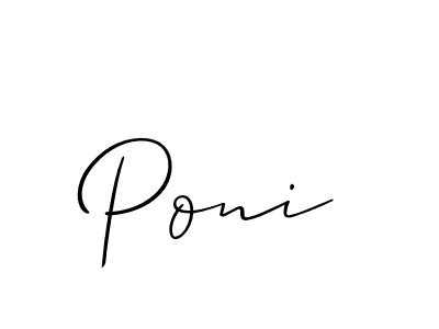 Design your own signature with our free online signature maker. With this signature software, you can create a handwritten (Allison_Script) signature for name Poni. Poni signature style 2 images and pictures png