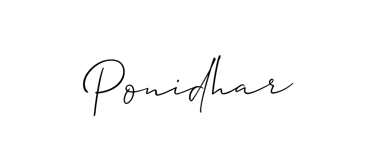 Similarly Allison_Script is the best handwritten signature design. Signature creator online .You can use it as an online autograph creator for name Ponidhar. Ponidhar signature style 2 images and pictures png