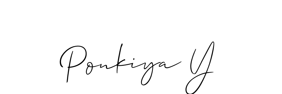 Create a beautiful signature design for name Ponkiya Y. With this signature (Allison_Script) fonts, you can make a handwritten signature for free. Ponkiya Y signature style 2 images and pictures png