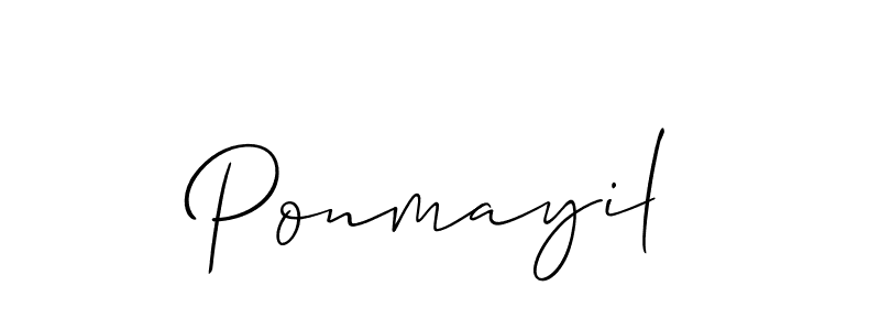 Use a signature maker to create a handwritten signature online. With this signature software, you can design (Allison_Script) your own signature for name Ponmayil. Ponmayil signature style 2 images and pictures png