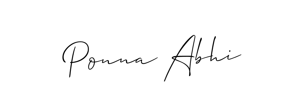 if you are searching for the best signature style for your name Ponna Abhi. so please give up your signature search. here we have designed multiple signature styles  using Allison_Script. Ponna Abhi signature style 2 images and pictures png