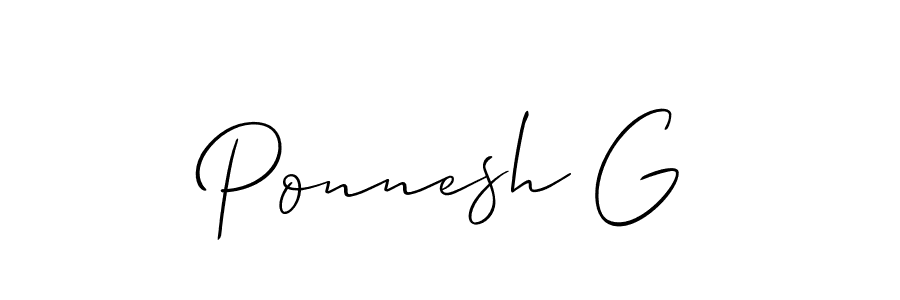 How to Draw Ponnesh G signature style? Allison_Script is a latest design signature styles for name Ponnesh G. Ponnesh G signature style 2 images and pictures png