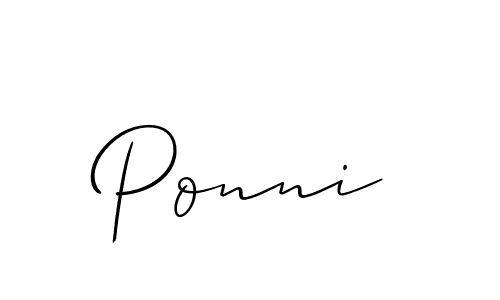 Make a beautiful signature design for name Ponni. With this signature (Allison_Script) style, you can create a handwritten signature for free. Ponni signature style 2 images and pictures png