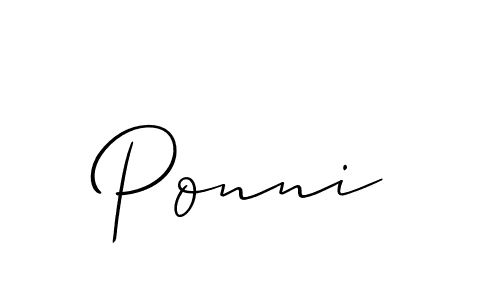 Design your own signature with our free online signature maker. With this signature software, you can create a handwritten (Allison_Script) signature for name Ponni. Ponni signature style 2 images and pictures png