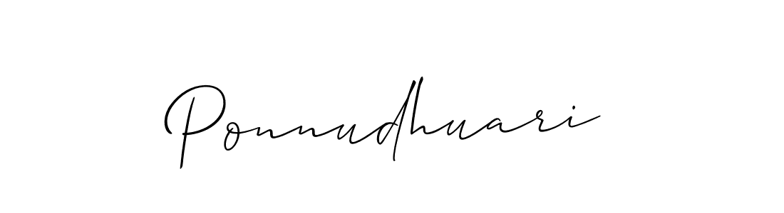 You should practise on your own different ways (Allison_Script) to write your name (Ponnudhuari) in signature. don't let someone else do it for you. Ponnudhuari signature style 2 images and pictures png