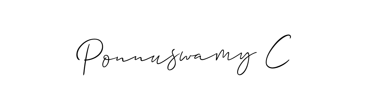 Create a beautiful signature design for name Ponnuswamy C. With this signature (Allison_Script) fonts, you can make a handwritten signature for free. Ponnuswamy C signature style 2 images and pictures png