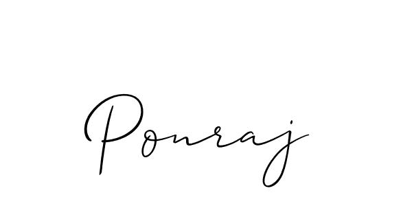 Create a beautiful signature design for name Ponraj. With this signature (Allison_Script) fonts, you can make a handwritten signature for free. Ponraj signature style 2 images and pictures png