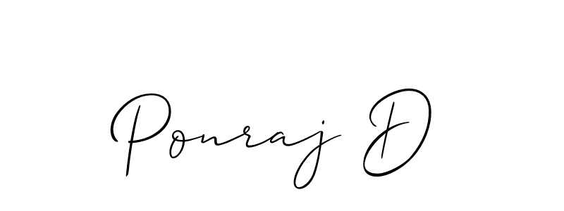 How to make Ponraj D name signature. Use Allison_Script style for creating short signs online. This is the latest handwritten sign. Ponraj D signature style 2 images and pictures png
