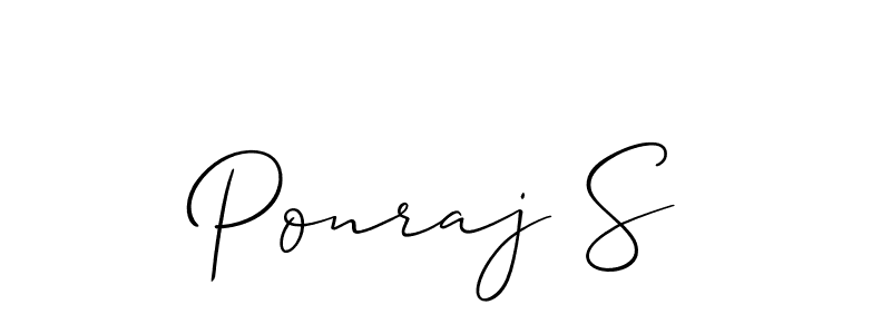 It looks lik you need a new signature style for name Ponraj S. Design unique handwritten (Allison_Script) signature with our free signature maker in just a few clicks. Ponraj S signature style 2 images and pictures png