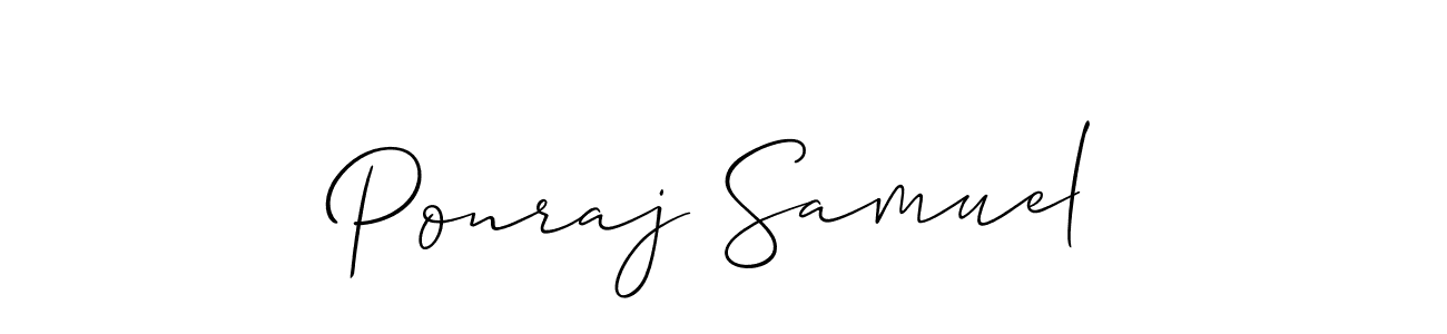 How to make Ponraj Samuel signature? Allison_Script is a professional autograph style. Create handwritten signature for Ponraj Samuel name. Ponraj Samuel signature style 2 images and pictures png