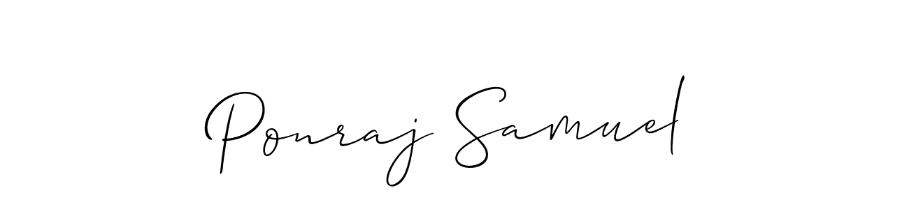 Also we have Ponraj Samuel name is the best signature style. Create professional handwritten signature collection using Allison_Script autograph style. Ponraj Samuel signature style 2 images and pictures png