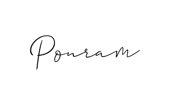 How to make Ponram signature? Allison_Script is a professional autograph style. Create handwritten signature for Ponram name. Ponram signature style 2 images and pictures png